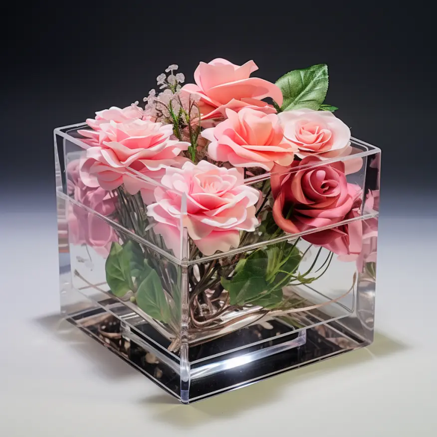 acrylic flower box with lid