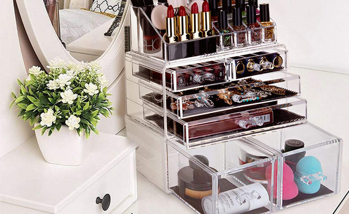 Acrylic Cosmetic Holder With Drawers